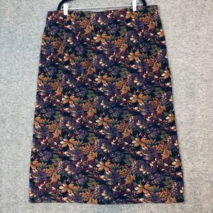 Straight Long Skirt Women 24W RL Richard Winter Floral On Black Back Zipper Slit